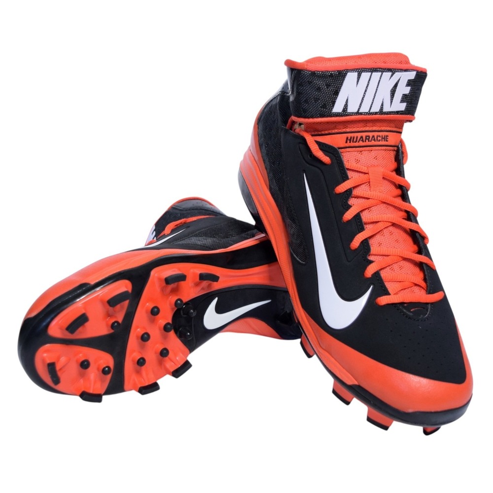 Nike Air Huarache Pro Mid MCS Baseball Cleats Men's 11.5 Black Orange 616921-019